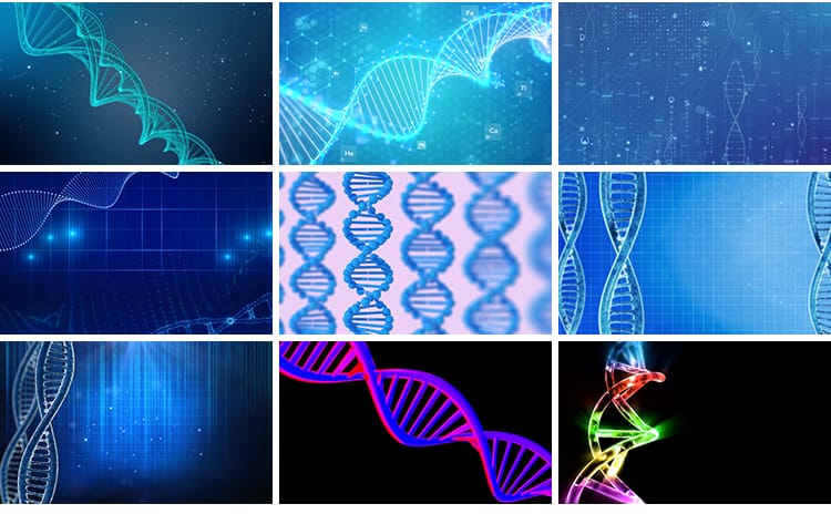 DNA双螺旋基因分子结构生物科学研究实验化学3D动画背景视频素材