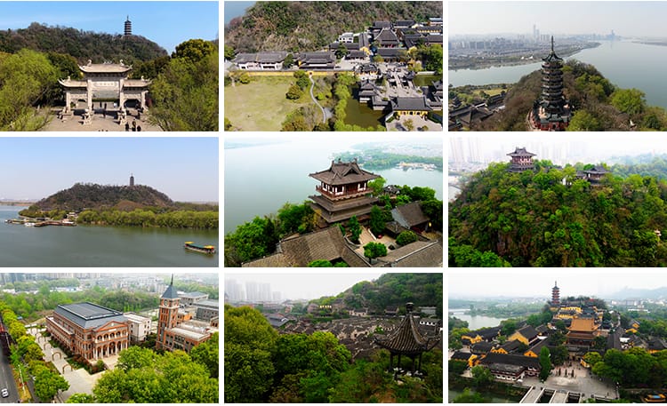 镇江金山寺古建筑句容茅山旅游风景点风光景区航拍实拍4K视频素材