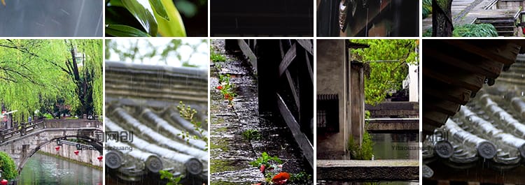竖版竖屏禅意古风寺庙屋檐下雨天雨水滴落禅意佛系清新短视频素材