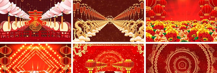 新年新春节中国风喜庆穿梭年会晚会开场LED舞台背景循环视频素材