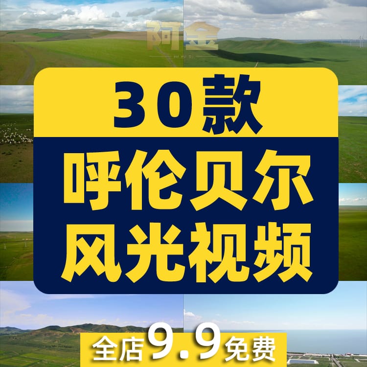 内蒙古呼伦贝尔蓝天白云风光大草原羊群风景素材航拍旅游短视频