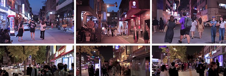 韩国首尔城市夜景走拍步行走路视角漫步人流车流街景街道视频素材