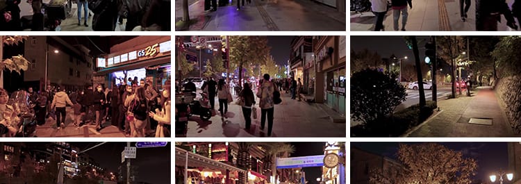 韩国首尔城市夜景走拍步行走路视角漫步人流车流街景街道视频素材