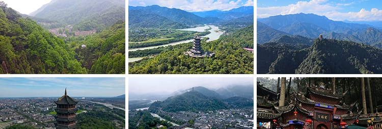 成都青城山都江堰水利工程景区自然风景旅游风光高清实拍视频素材