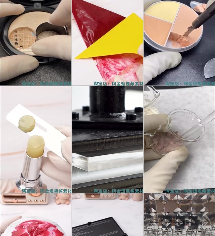 竖屏化妆品修复口红diy手工国外高清解压短视频小说推文素材引流