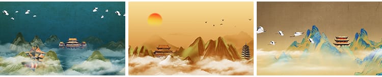中国风千里江山图水墨山水只此青绿演出舞蹈舞台LED背景视频素材