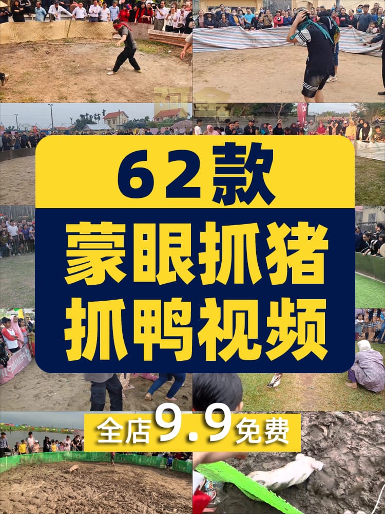 越南蒙眼抓猪抓鸭趣味比赛直播国外高清解压中视频小说推文素材