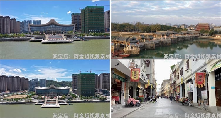 广东潮州城市建筑景点风光航拍风景素材高清旅游自然治愈系短视频