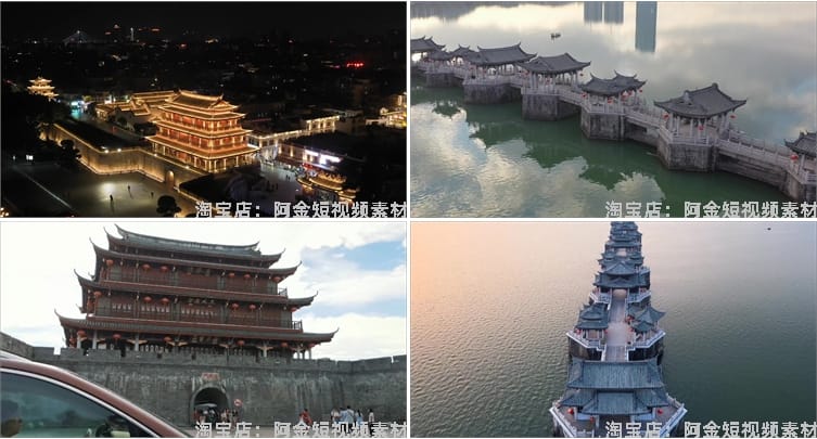 广东潮州城市建筑景点风光航拍风景素材高清旅游自然治愈系短视频