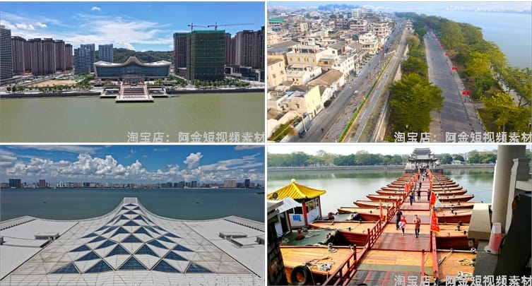 广东潮州城市建筑景点风光航拍风景素材高清旅游自然治愈系短视频