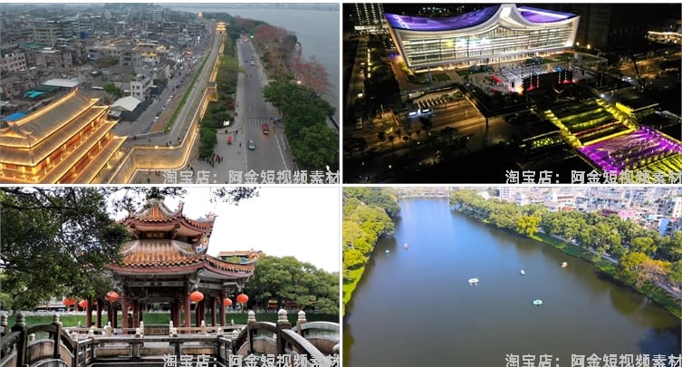 广东潮州城市建筑景点风光航拍风景素材高清旅游自然治愈系短视频