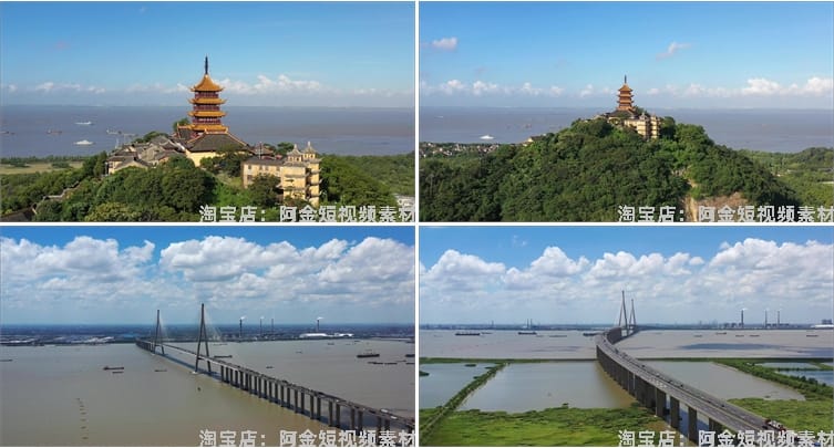 4k江苏南通城市地标建筑航拍风景素材高清旅游自然治愈系视频背景