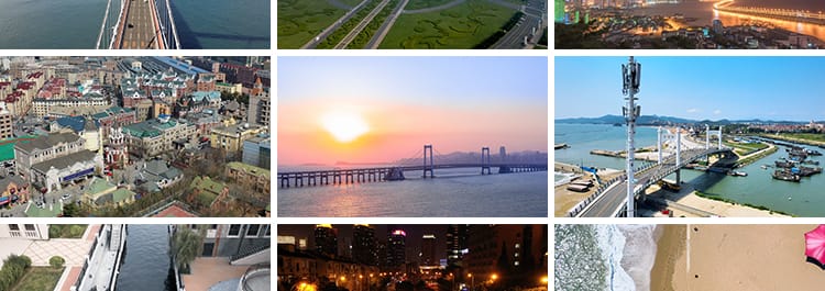 大连风景城市建筑CBD旅游风景实拍港口海边风光航拍延时视频素材