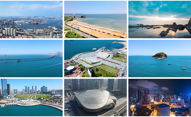 大连风景城市建筑CBD旅游风景实拍港口海边风光航拍延时视频素材