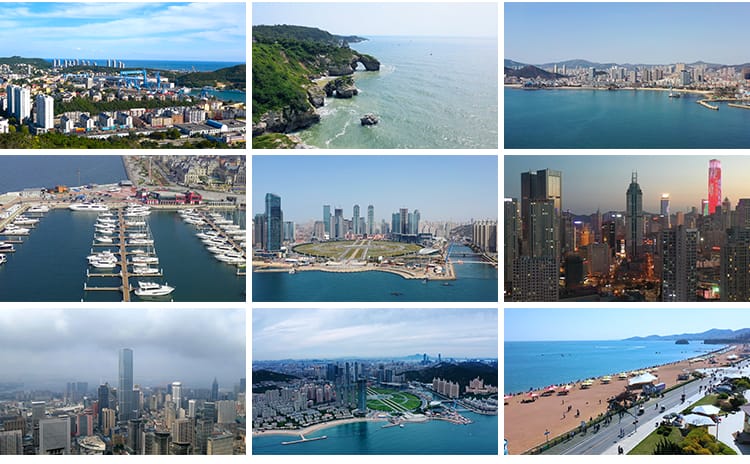 大连风景城市建筑CBD旅游风景实拍港口海边风光航拍延时视频素材