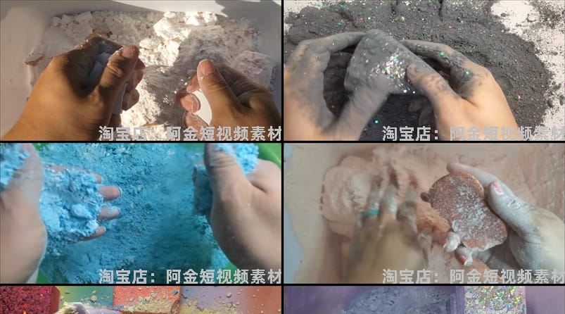 国外捏碎镁粉块轻松手工解压视频横屏高清小说推文素材引流无水印