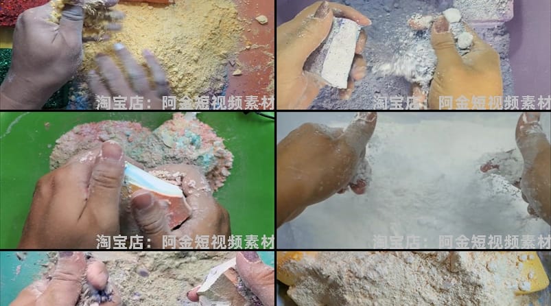 国外捏碎镁粉块轻松手工解压视频横屏高清小说推文素材引流无水印