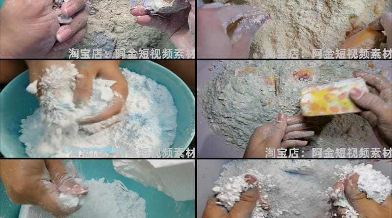 国外捏碎镁粉块轻松手工解压视频横屏高清小说推文素材引流无水印