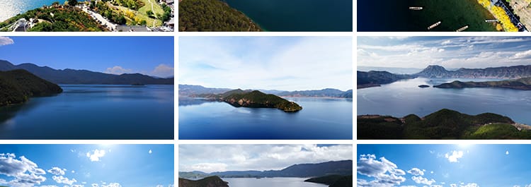 4K云南泸沽湖景区旅游景点航拍自然景观风景风光高清实拍视频素材