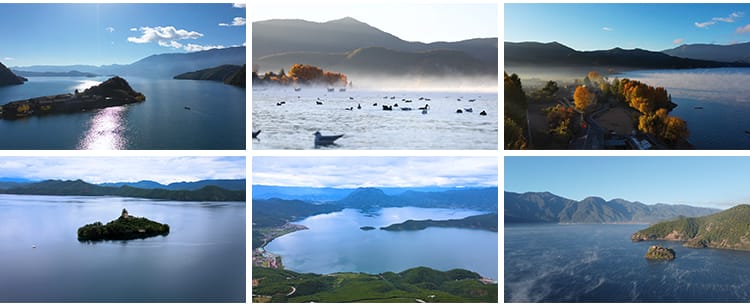 4K云南泸沽湖景区旅游景点航拍自然景观风景风光高清实拍视频素材