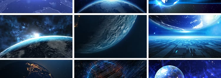 宇宙太空地球转动旋转蓝色科技新闻联播舞台LED背景动态视频素材