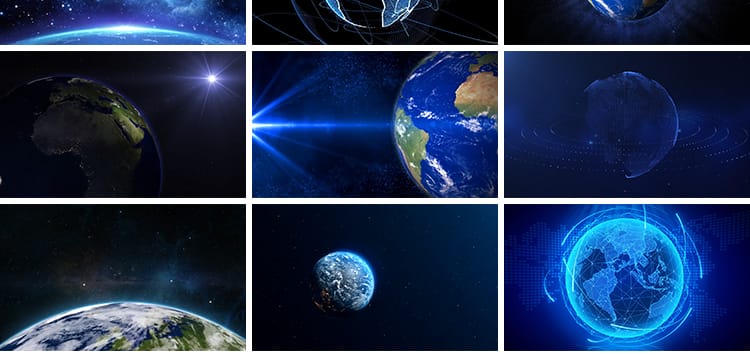 宇宙太空地球转动旋转蓝色科技新闻联播舞台LED背景动态视频素材