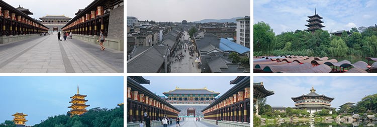 湖北襄阳城市地标建筑旅游景区景观风光唐城古城航拍高清视频素材