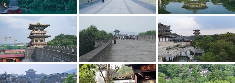 湖北襄阳城市地标建筑旅游景区景观风光唐城古城航拍高清视频素材