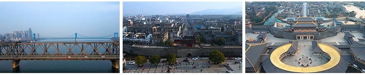 湖北襄阳城市地标建筑旅游景区景观风光唐城古城航拍高清视频素材