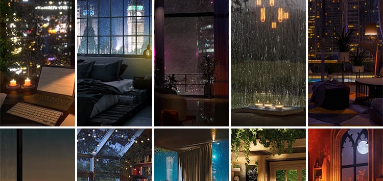 竖屏治愈系窗户窗外夜晚城市夜景风景下雨下雪直播助眠短视频素材