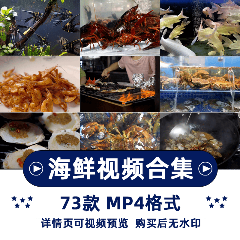 海鲜美食美味横版高清抖音自媒体pr剪辑背景视频素材