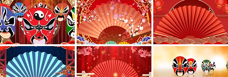 京剧说唱脸谱变脸戏曲中国风古典晚会表演LED大屏幕背景视频素材