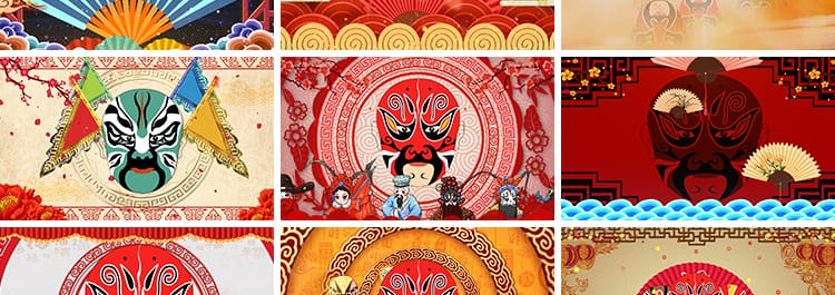 京剧说唱脸谱变脸戏曲中国风古典晚会表演LED大屏幕背景视频素材