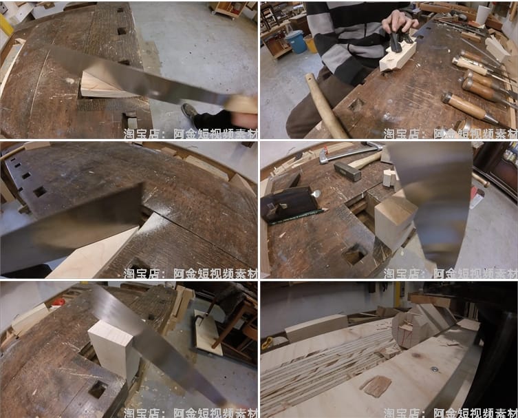 横屏国外木工榫卯制作拼接手工diy解压视频高清小说推文素材引流