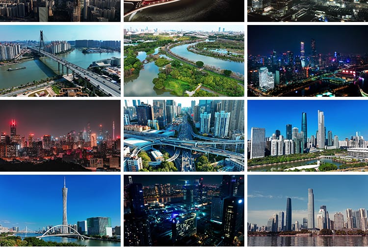广东广州繁华城市建筑航拍延时风光夜景地标小蛮腰塔实拍视频素材