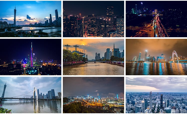 广东广州繁华城市建筑航拍延时风光夜景地标小蛮腰塔实拍视频素材