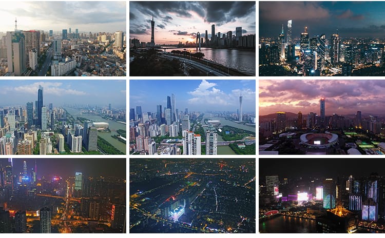 广东广州繁华城市建筑航拍延时风光夜景地标小蛮腰塔实拍视频素材