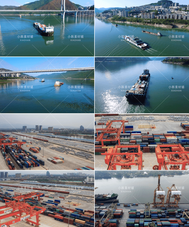 物流码头风景横版高清抖音自媒体pr剪辑背景视频素材