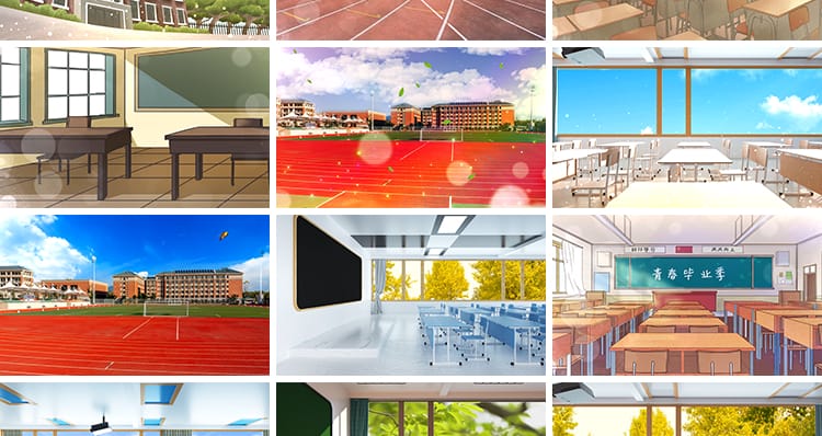 4K学校园走廊致青春同学操场课堂毕业季舞台晚会led背景视频素材