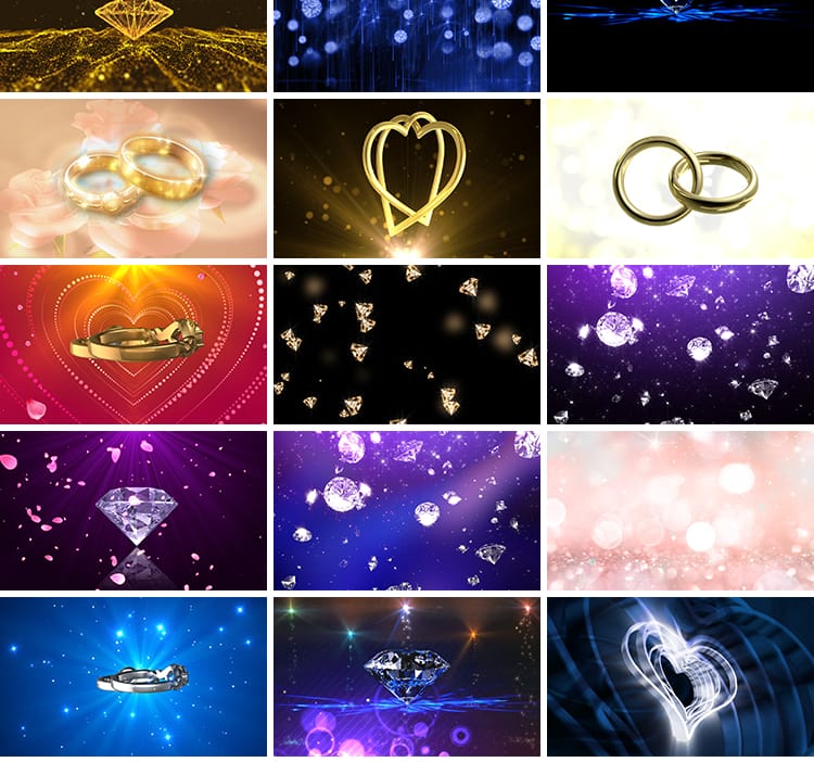 婚礼求婚结婚爱情钻石水晶闪亮宝石戒指舞台屏幕LED背景视频素材