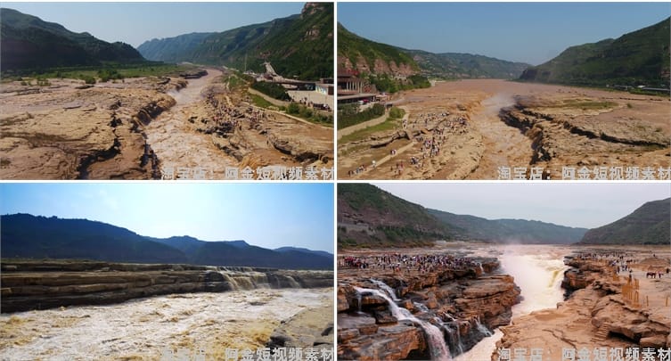 黄河壶口瀑布江河河流LED风景素材高清旅游自然治愈系短视频背景