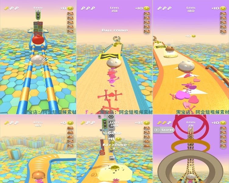 4K竖屏动作球球滚动闯关小游戏国外高清解压视频小说推文素材引流