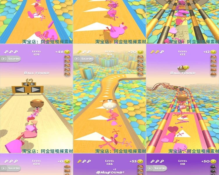 4K竖屏动作球球滚动闯关小游戏国外高清解压视频小说推文素材引流