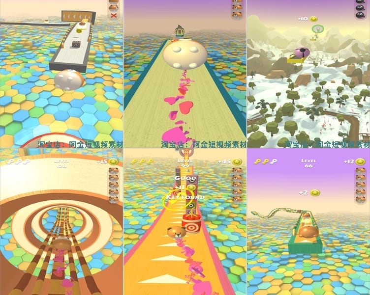 4K竖屏动作球球滚动闯关小游戏国外高清解压视频小说推文素材引流