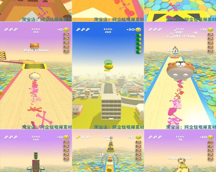 4K竖屏动作球球滚动闯关小游戏国外高清解压视频小说推文素材引流