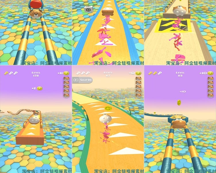 4K竖屏动作球球滚动闯关小游戏国外高清解压视频小说推文素材引流