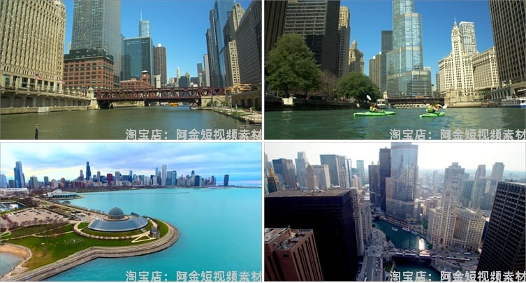 4K国外美国芝加哥城市建筑景点风光航拍夜景风景素材高清旅游视频