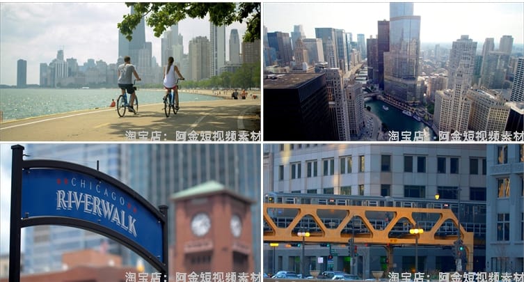 4K国外美国芝加哥城市建筑景点风光航拍夜景风景素材高清旅游视频