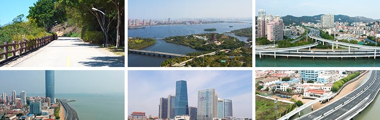 福建厦门城市建筑风光鼓浪屿旅游风景点双子塔夜景航拍短视频素材