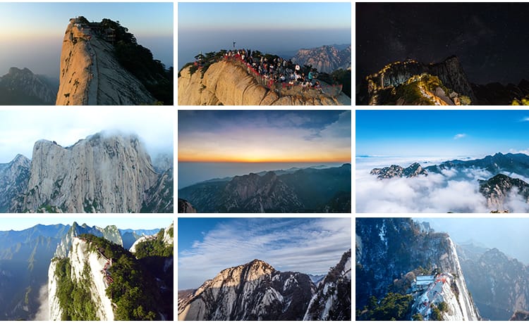 陕西华山西岳自然风景旅游景点云海山峰峻岭险峰航拍风光视频素材